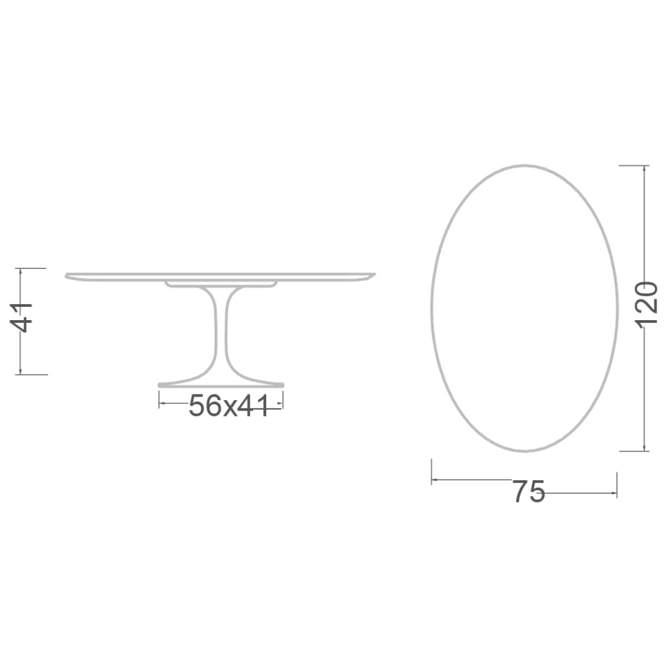 Tulip Saarinen Ovaler Couchtisch H 41 aus Sirius-Keramik, hergestellt in Italien – Scharlachrot Viadurini