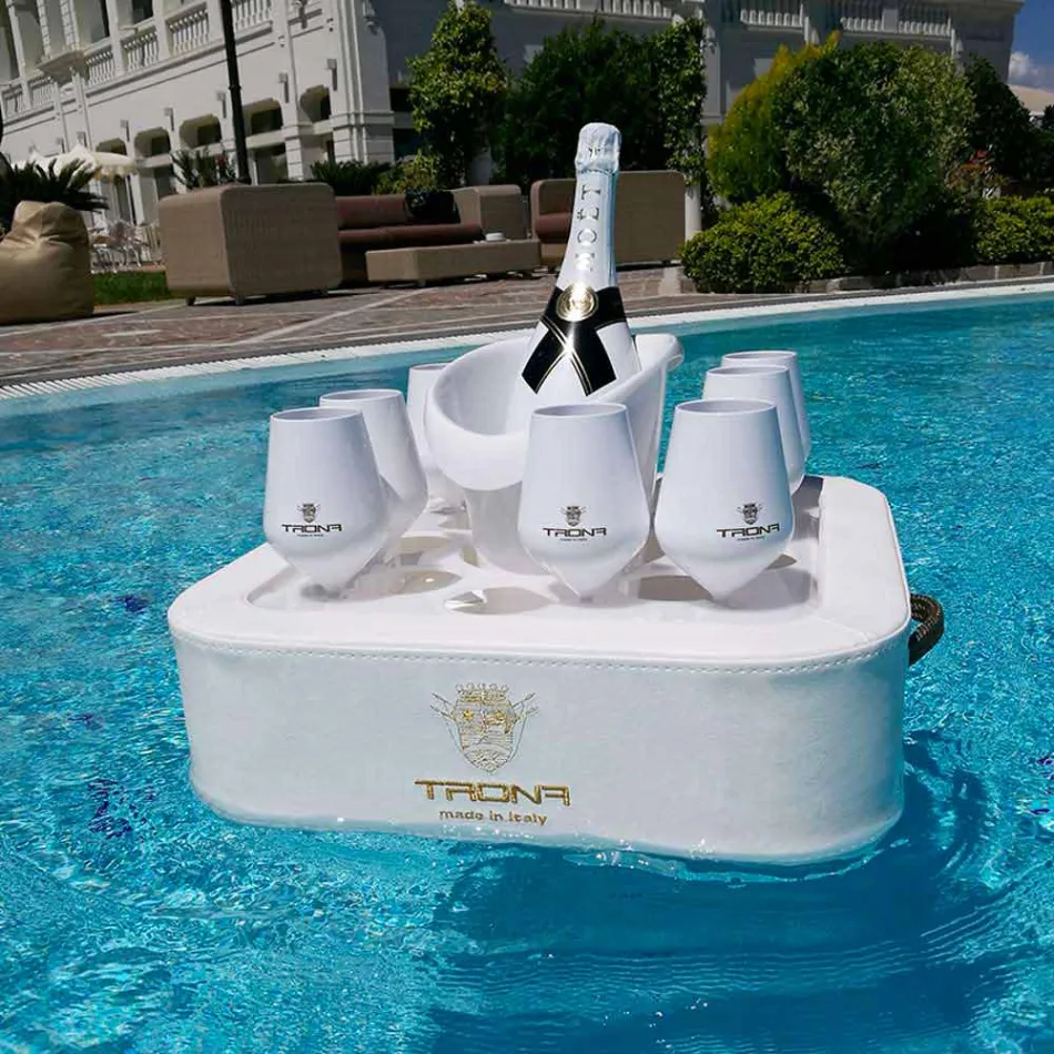 Couchtisch - schwimmendes Tablett aus nautischem Öko-Leder und Trona Plexiglas Viadurini