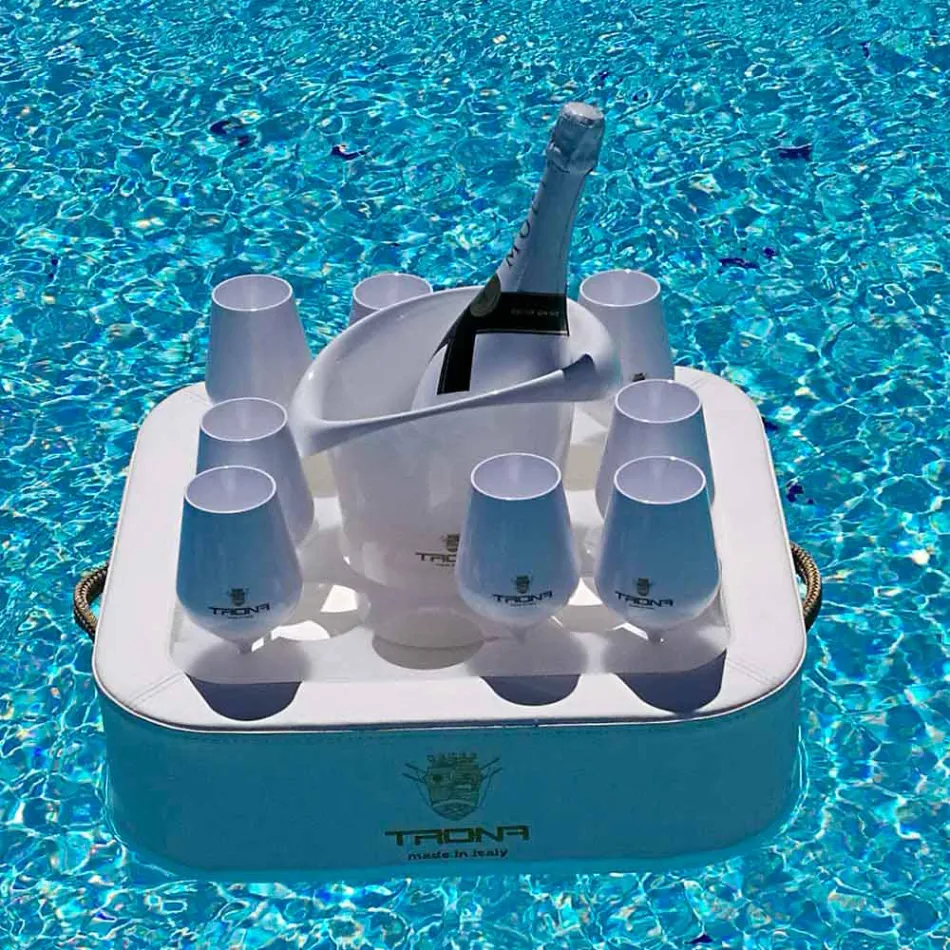 Couchtisch - schwimmendes Tablett aus nautischem Öko-Leder und Trona Plexiglas Viadurini