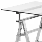 Höhenverstellbarer Stahl / Glastisch (L190xH72 / 74 / 78xP90cm) Cristal Viadurini