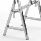 Höhenverstellbarer Stahl / Glastisch (L190xH72 / 74 / 78xP90cm) Cristal Viadurini