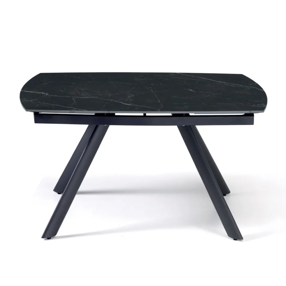 Ausziehtisch 140/210 x 90 cm aus Sinterstein mit Marmoroptik - Atrium Viadurini