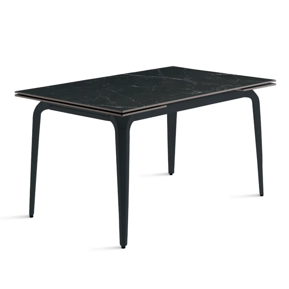 Ausziehbarer Tisch 160/240 x 90 cm aus Sinterstein mit Marmoroptik - Samus Viadurini