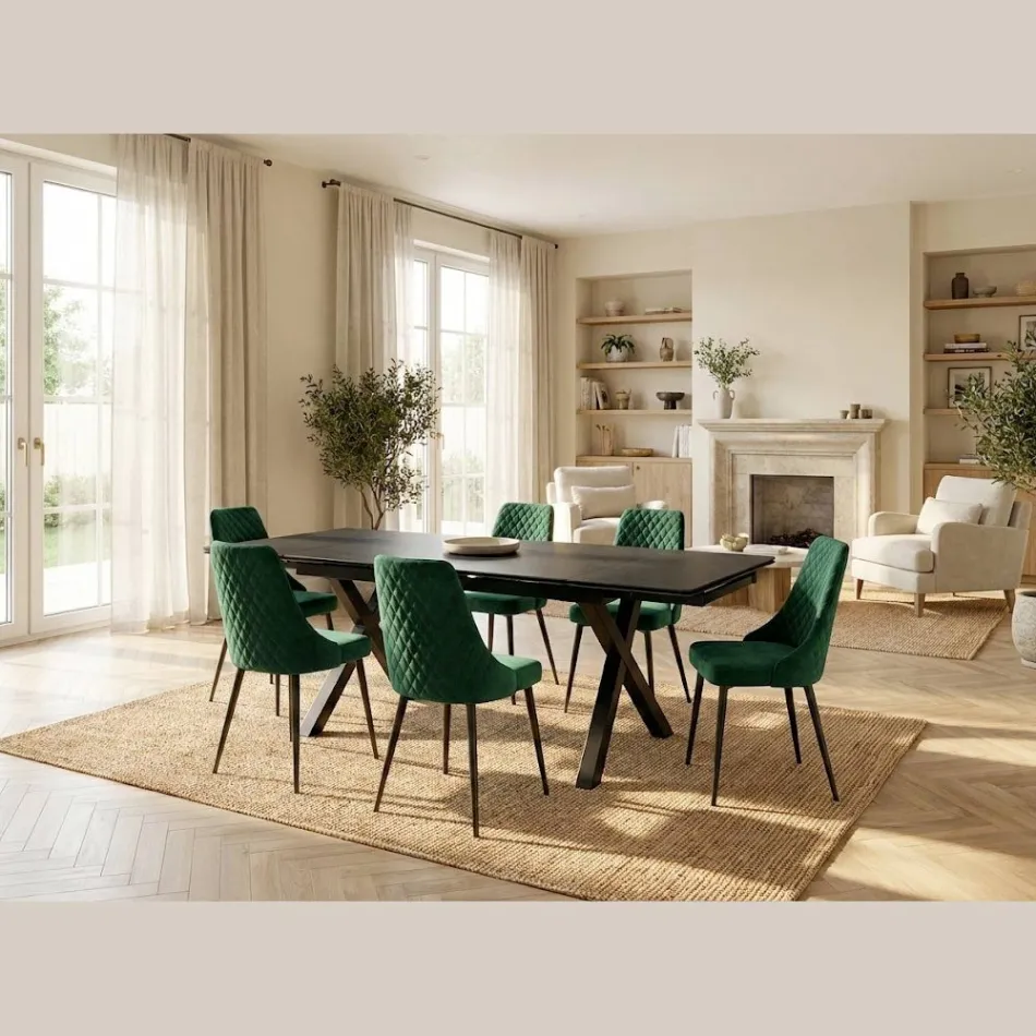 Ausziehtisch 160/240 x 90 cm aus Glaskeramik - Master Viadurini