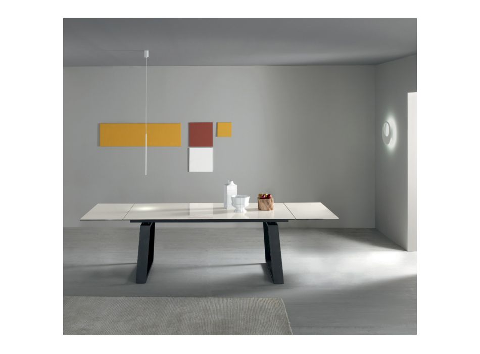 Ausziehbarer Tisch 3 m Glänzende Keramikplatte Metallbeine - Papusca