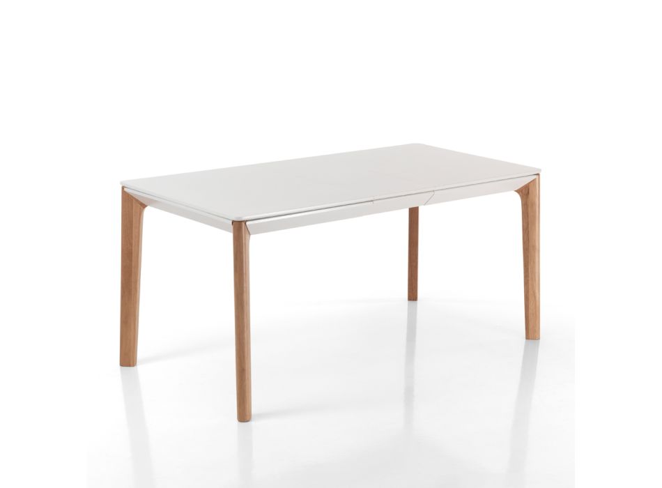 Ausziehbarer Tisch auf 180 cm mit Beinen aus massiver Eiche und rutheniumfarbenem Holz Viadurini