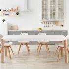 Ausziehbarer Tisch auf 180 cm mit Beinen aus massiver Eiche und rutheniumfarbenem Holz Viadurini