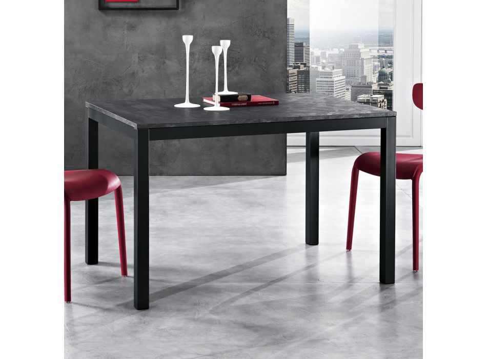 Ausziehbarer Tisch bis 180 cm aus anthrazitfarbenem Metall Made in Italy - Beatrise Viadurini