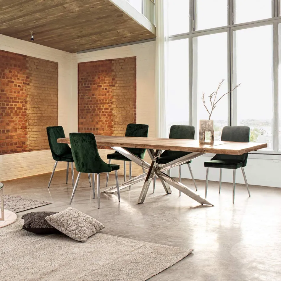 Ausziehbarer Tisch bis 2,6 m aus handgefertigtem Holz Homemotion - Plutarco Viadurini