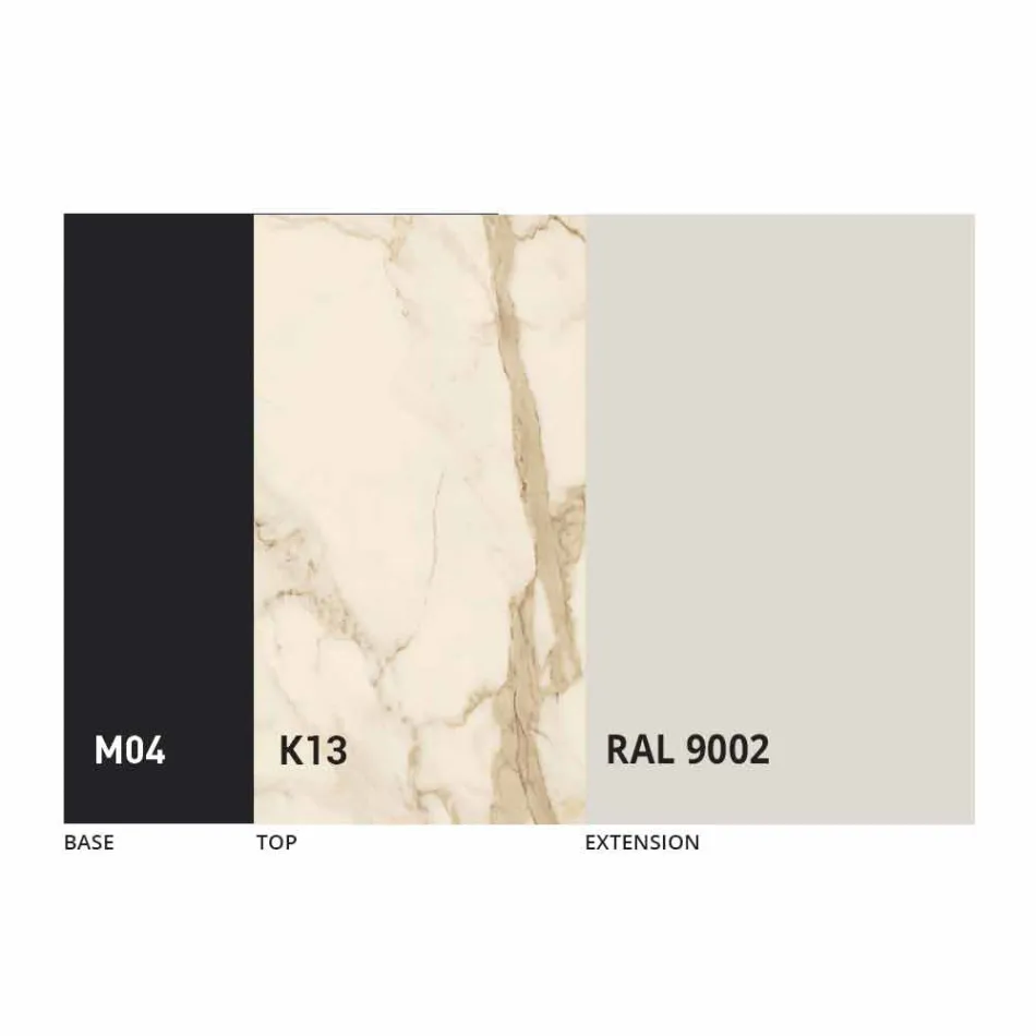 Ausziehbarer Esstisch auf 2,8 m mit Keramik- und Metallbeinen - Paoluccio Viadurini