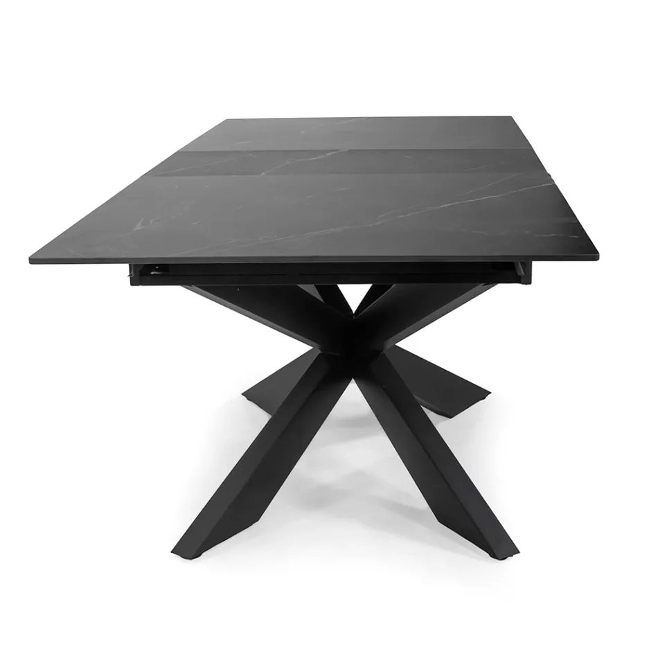 Ausziehbarer Tisch 200 cm aus Metall und synthetischem Stein - Unterwasser Viadurini