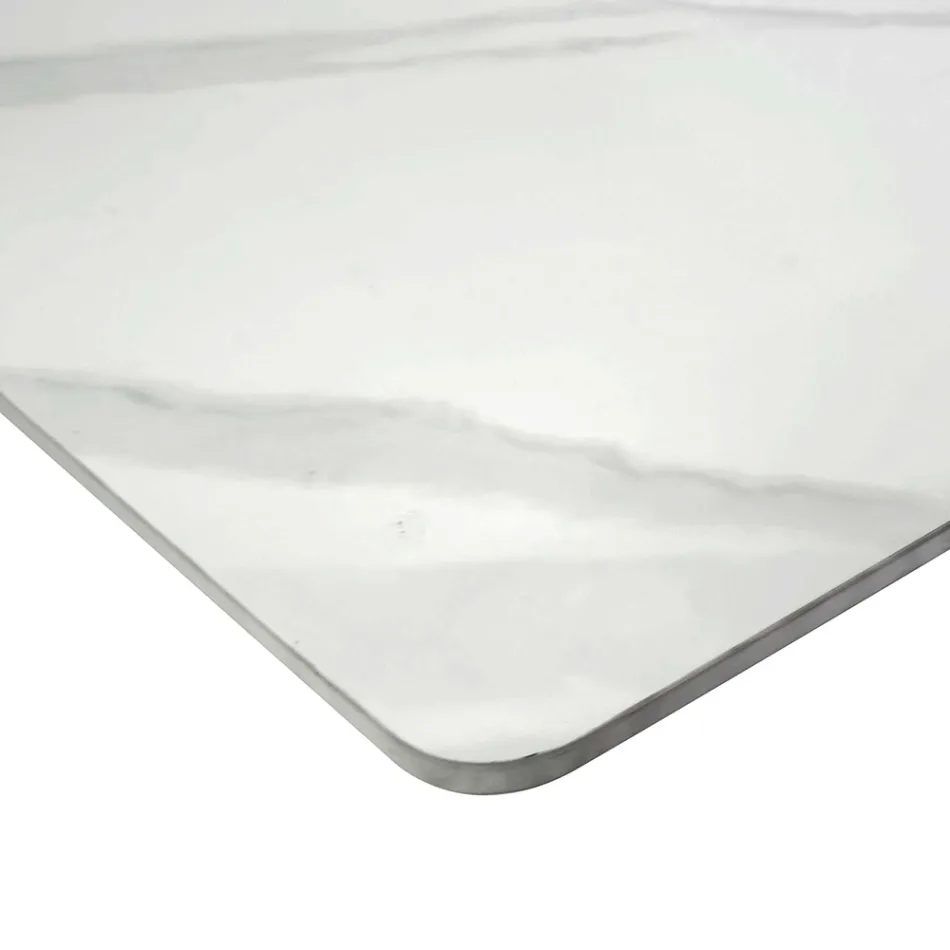 Ausziehbarer Tisch 200 cm aus Metall und synthetischem Stein - Unterwasser Viadurini