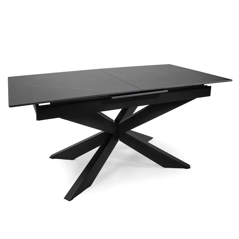 Ausziehbarer Tisch 200 cm aus Metall und synthetischem Stein - Unterwasser Viadurini