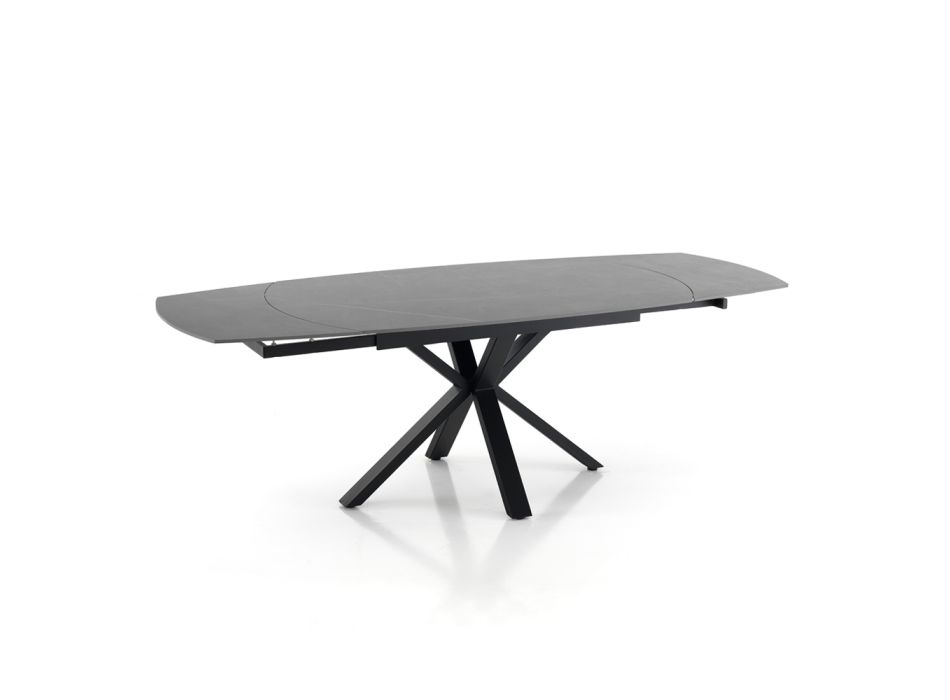 Ausziehbarer Tisch auf 210 cm aus Stahl und Keramik – Bavosa Viadurini
