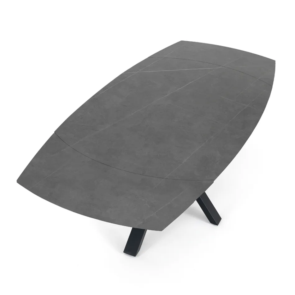 Ausziehbarer Tisch auf 210 cm aus Stahl und Keramik – Bavosa Viadurini