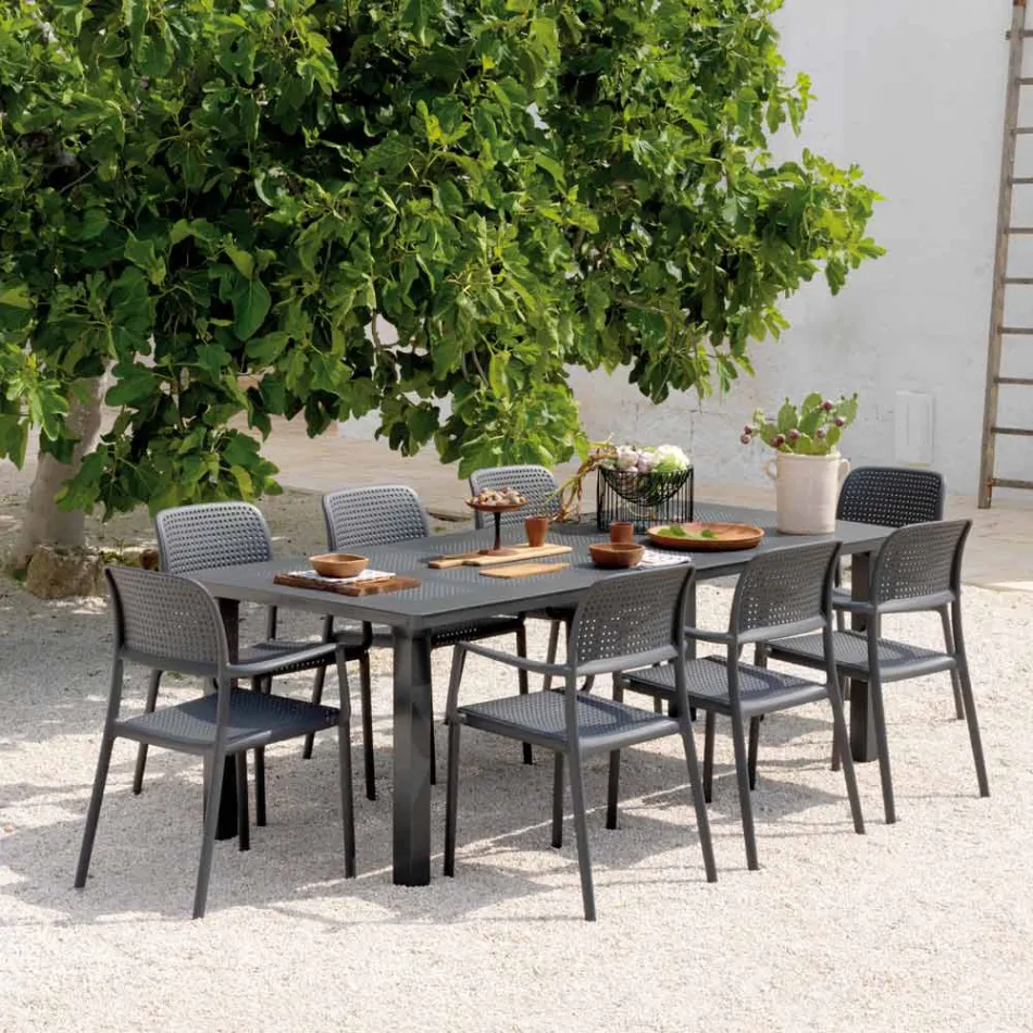 Ausziehbarer Tisch bis 220 cm aus Polypropylen und Aluminium - Kissen Viadurini