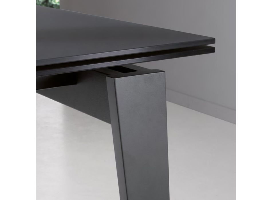 Ausziehbarer Tisch bis 220 cm aus Glas und Metall Made in Italy - Ester Viadurini