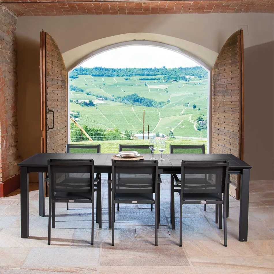 Ausziehbarer Tisch 240 cm aus Aluminium mit verschiedenen Oberflächen - Notebook Viadurini