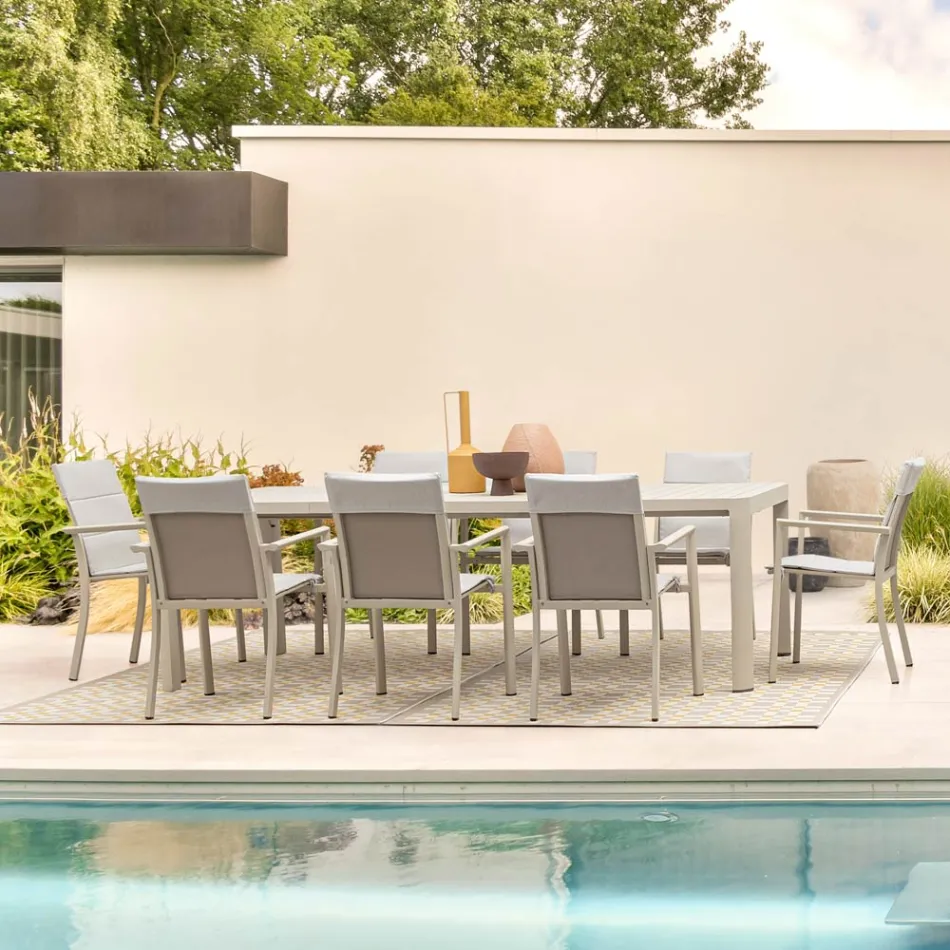 Ausziehbarer Tisch auf 240 cm aus pulverbeschichtetem Aluminium – lackiert Viadurini