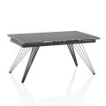 Ausziehbarer Tisch auf 240 cm aus Keramik und schwarzem Metall – Leila