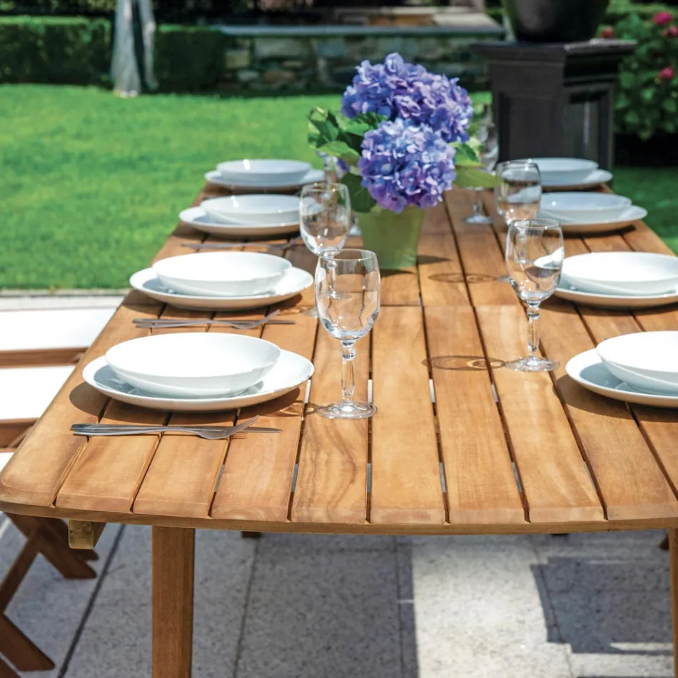 Ausziehbarer Tisch bis 240 cm für den Garten aus Akazienholz - Sereno Viadurini