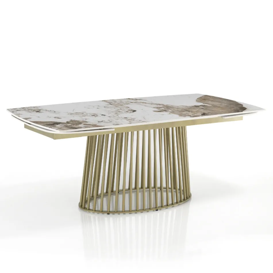 Ausziehbarer Tisch bis 260 cm in Keramik-, Marmor- und Metallausführung - Veneto Viadurini