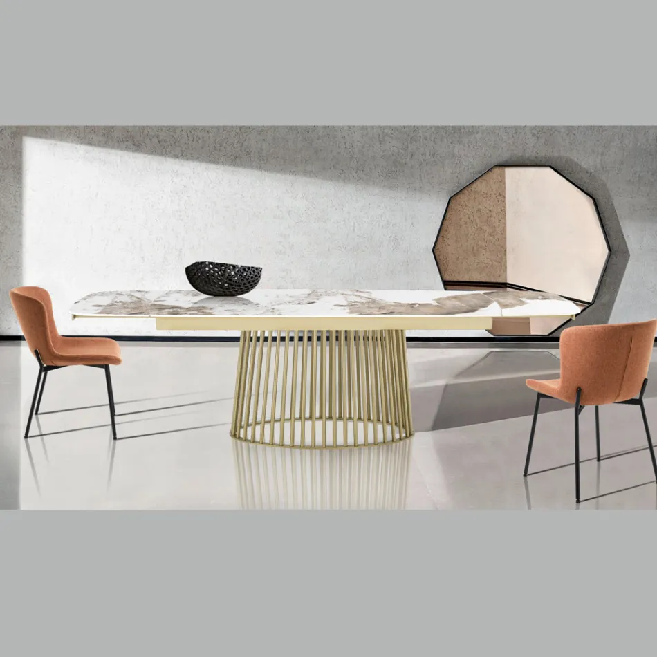 Ausziehbarer Tisch bis 260 cm in Keramik-, Marmor- und Metallausführung - Veneto Viadurini