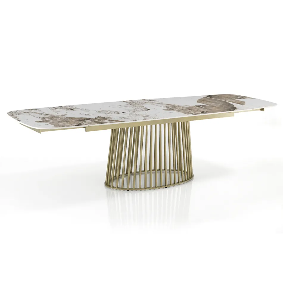 Ausziehbarer Tisch bis 260 cm in Keramik-, Marmor- und Metallausführung - Veneto Viadurini