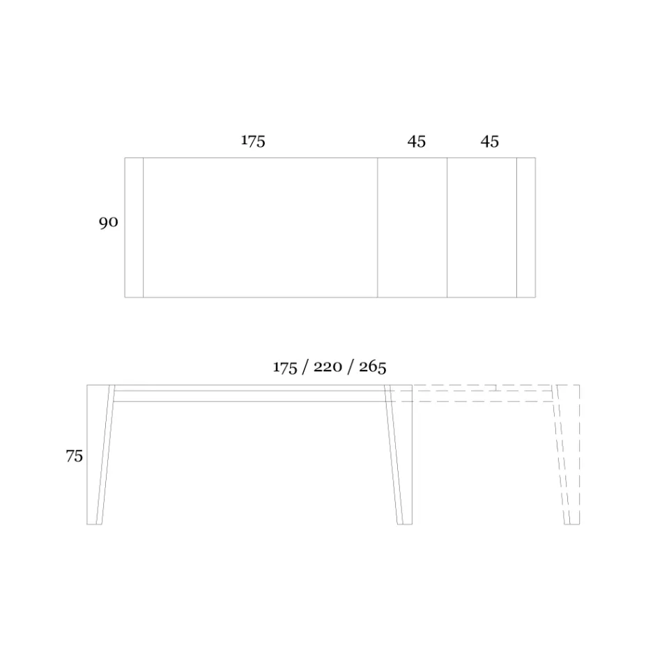 Ausziehbarer Tisch auf 265 cm aus Canaletto-Walnussholz, hergestellt in Italien – Orchidea Viadurini