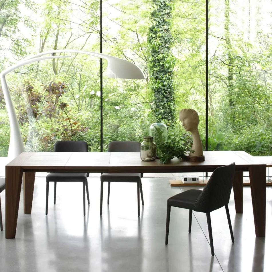 Ausziehbarer Tisch auf 265 cm aus Canaletto-Walnussholz, hergestellt in Italien – Orchidea Viadurini