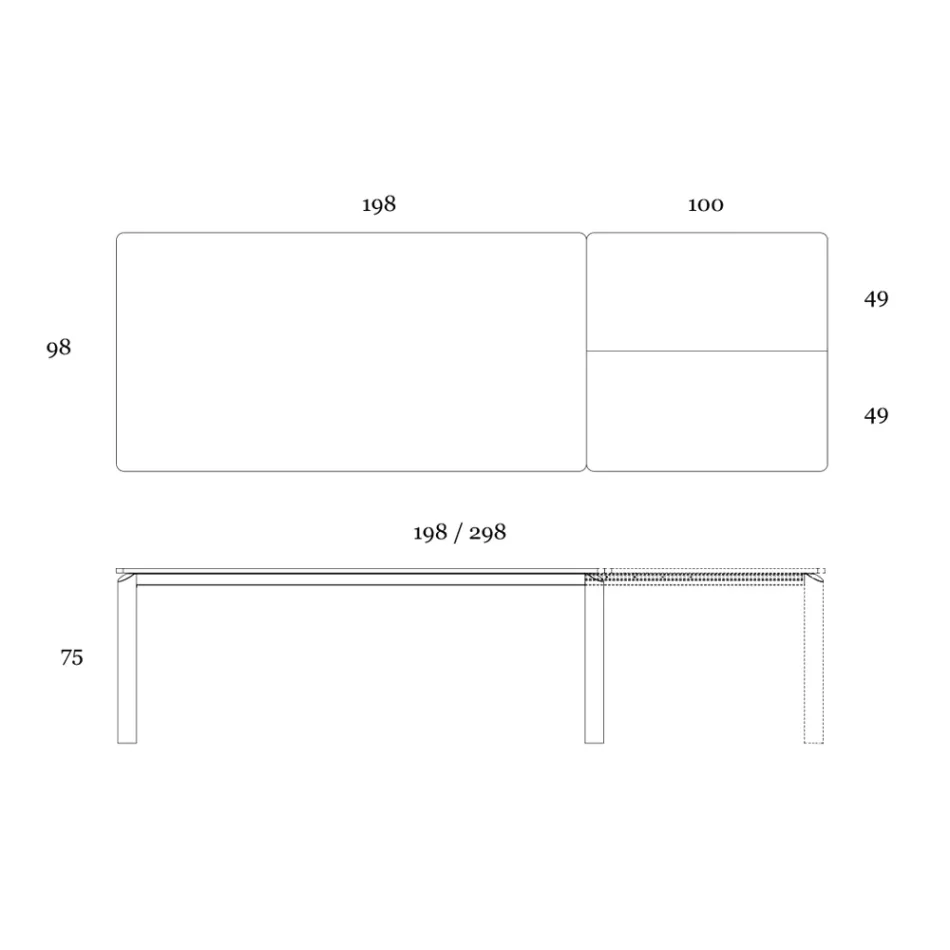 Ausziehbarer Tisch auf 298 cm aus Keramik und Metall Made in Italy – Tulip Viadurini