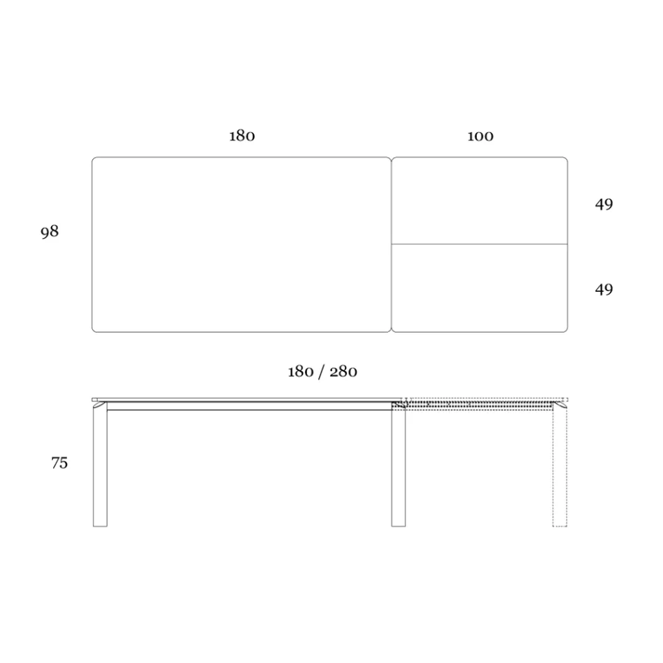 Ausziehbarer Tisch auf 298 cm aus Keramik und Metall, hergestellt in Italien – Tulpe Viadurini