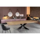 Ausziehbarer Tisch auf 300 cm mit Metallgestell und Eichenholzplatte – Marineblau Viadurini