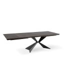 Ausziehbarer Tisch auf 300 cm mit Metallgestell und Eichenholzplatte – Marineblau Viadurini
