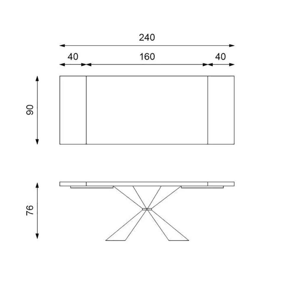 Ausziehbarer Tisch auf 300 cm mit Metallgestell und Eichenholzplatte – Marineblau Viadurini