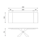 Ausziehbarer Tisch auf 300 cm mit Metallgestell und Eichenholzplatte – Marineblau Viadurini