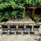 Ausziehbarer Tisch bis 300 cm mit verschiebbaren Beinen aus Aluminium und Teakholz - Felix Viadurini