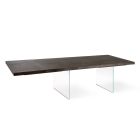 Ausziehbarer Tisch auf 300 cm aus Eiche und Sockel aus gehärtetem Glas – Nicoall Viadurini