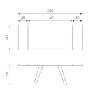 Ausziehbarer Tisch auf 300 cm aus Eichenfurnier und Aluminiumbasis – Travis Viadurini