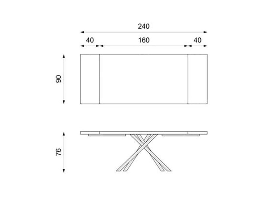 Ausziehbarer Tisch auf 300 cm aus Eichenfurnier und schwarzem Metallgestell – Xino Viadurini