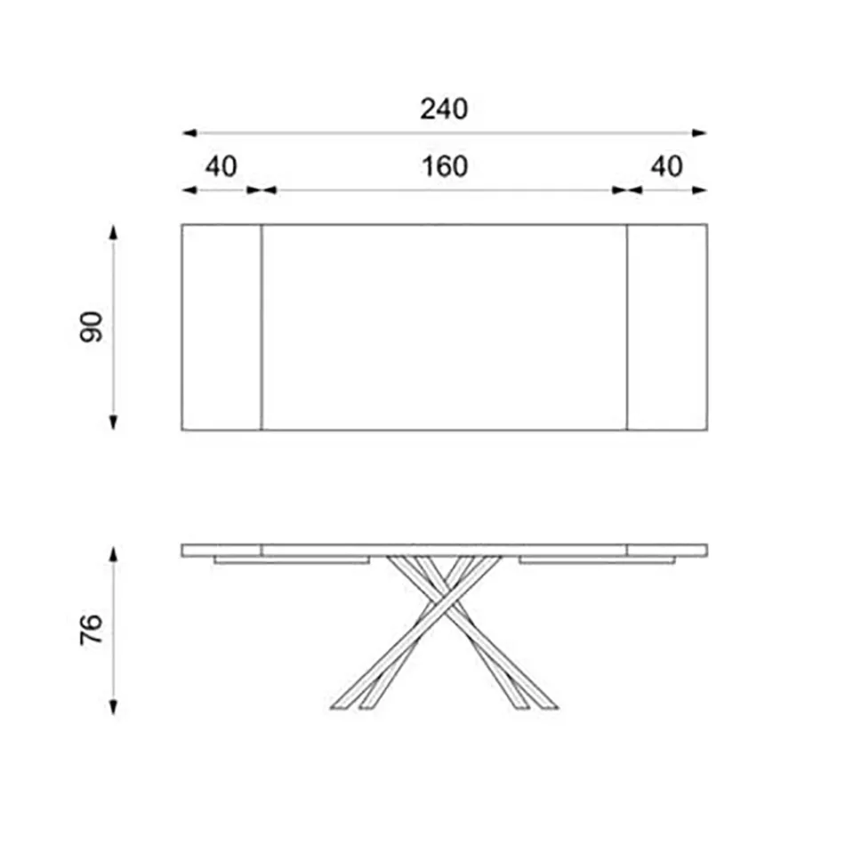 Ausziehbarer Tisch auf 300 cm aus Eichenfurnier und schwarzem Metallgestell – Xino Viadurini