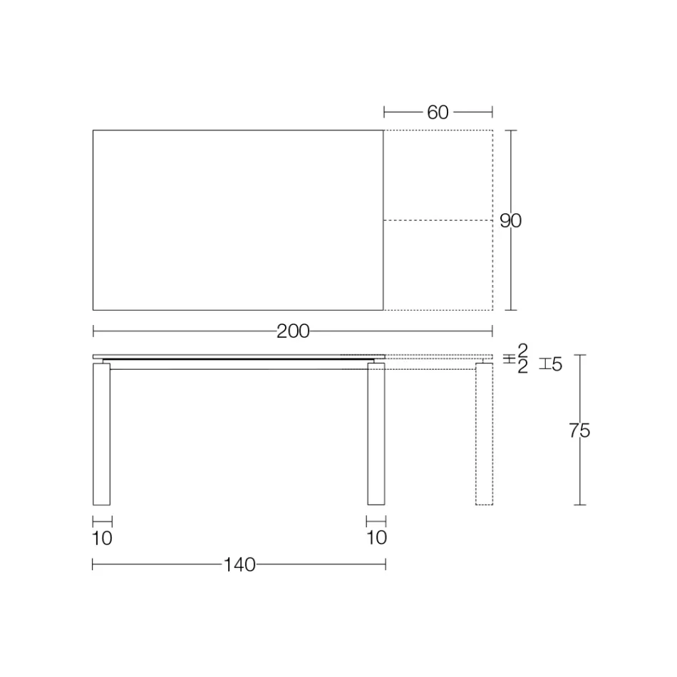 Ausziehbarer Tisch 310 cm mit Laminatplatte und Metallgestell - Spilla Viadurini