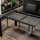 Ausziehbarer Tisch 310 cm mit Laminatplatte und Metallgestell - Spilla Viadurini