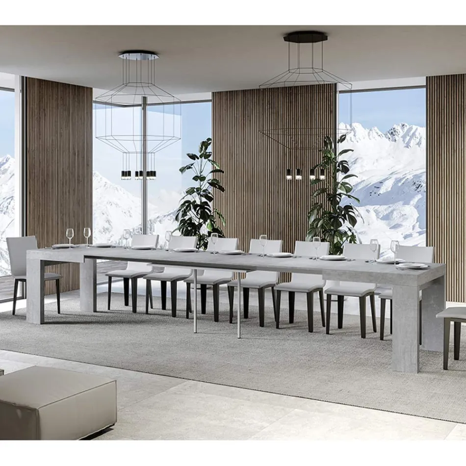 Ausziehbarer Tisch auf 440 cm aus Mikropartikeln aus Holz, hergestellt in Italien – Baum Viadurini