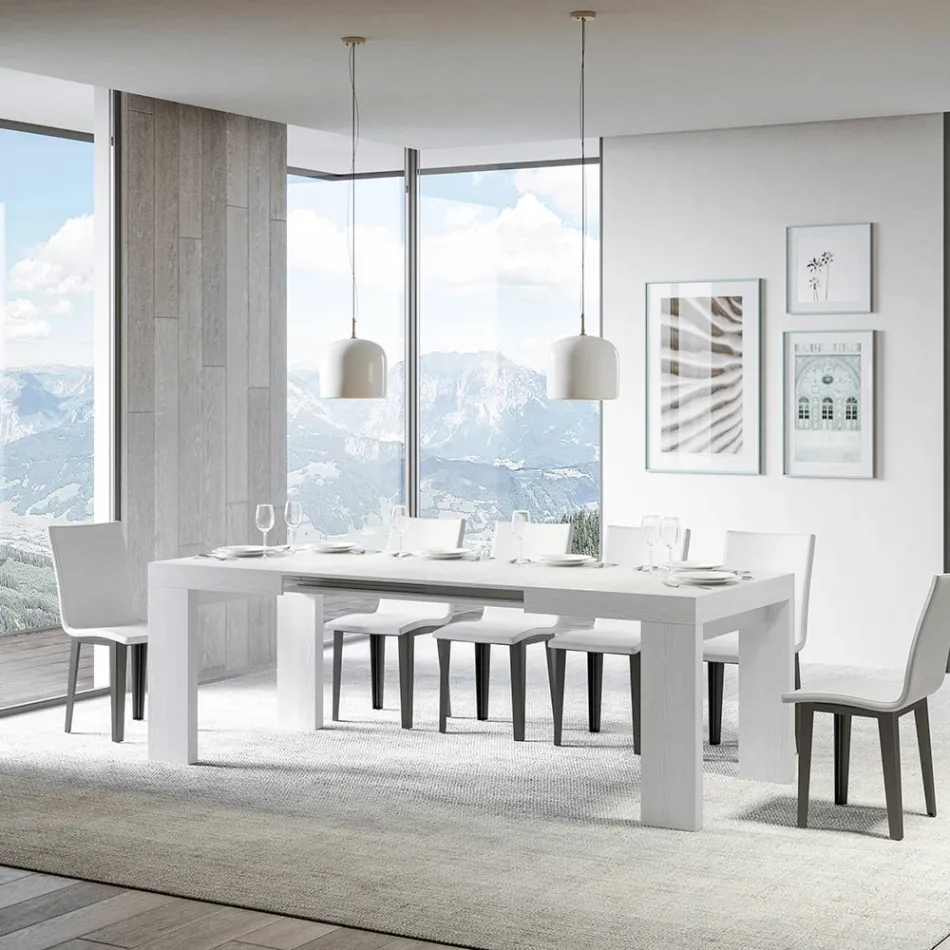 Ausziehbarer Tisch auf 440 cm aus Mikropartikeln aus Holz, hergestellt in Italien – Baum Viadurini