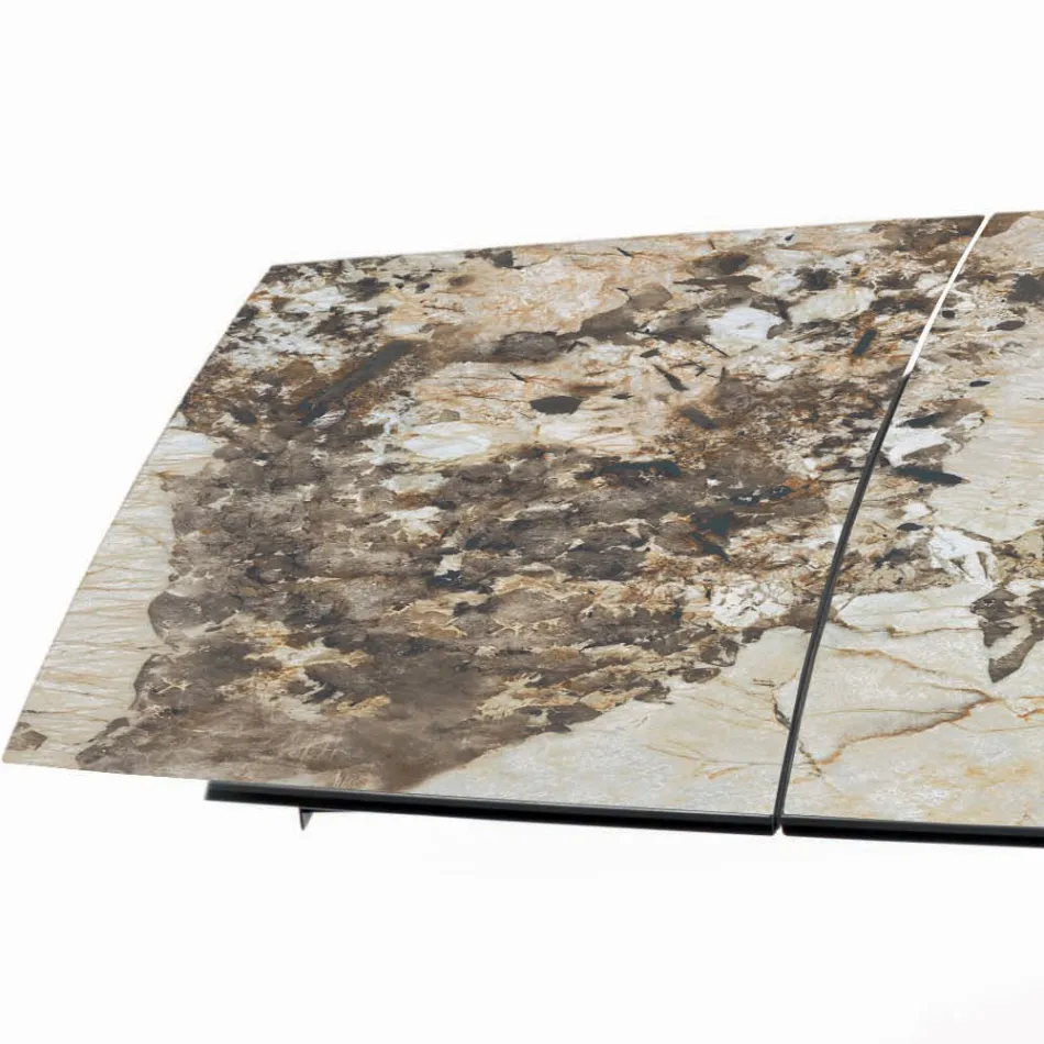 Ausziehbarer tonnenförmiger Tisch mit integrierten Verlängerungen, hergestellt in Italien – Grotta Viadurini