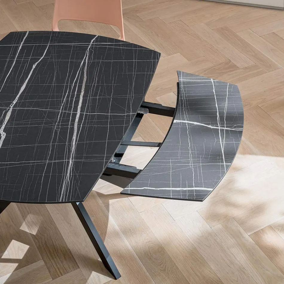 Ausziehbarer Fasstisch aus geschichtetem HPL mit verschiedenen Oberflächen - Incontro Viadurini