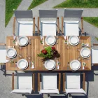 Ausziehbarer Butterfly-Tisch bis 210 cm aus Aluminium und Teakholzplatte - Incanto Viadurini