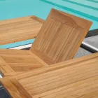 Ausziehbarer Butterfly-Tisch bis 210 cm aus Aluminium und Teakholzplatte - Incanto Viadurini