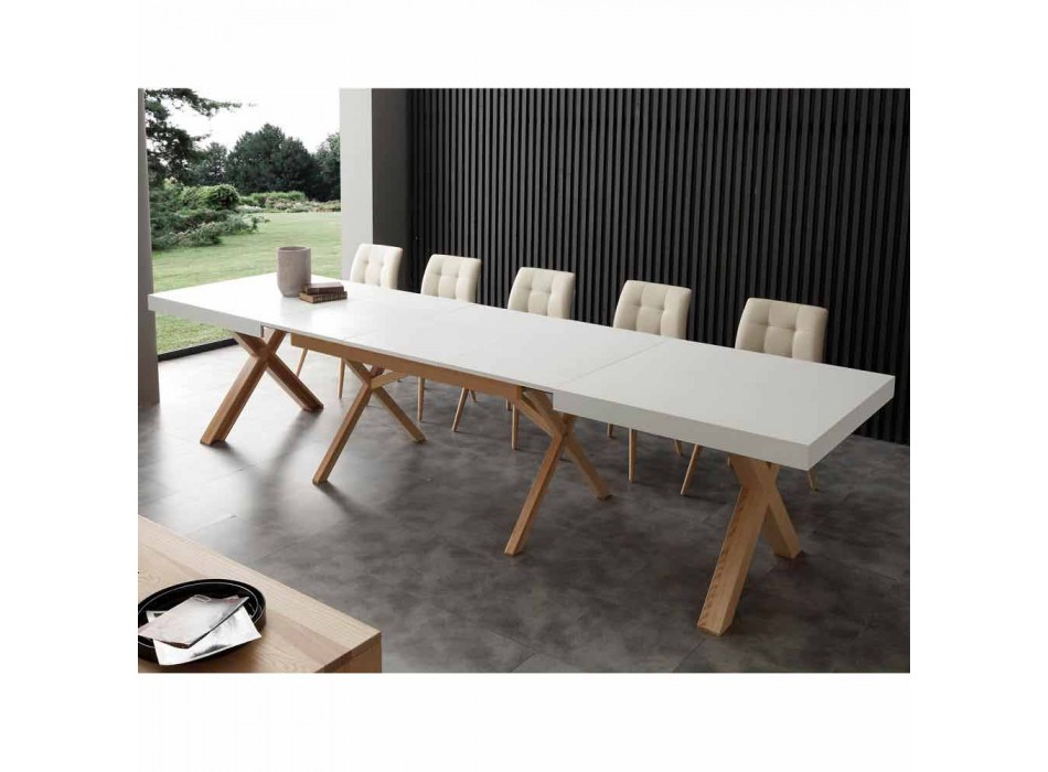 Weiß ausziehbarer Tisch mit natürlicher fester Struktur Rico